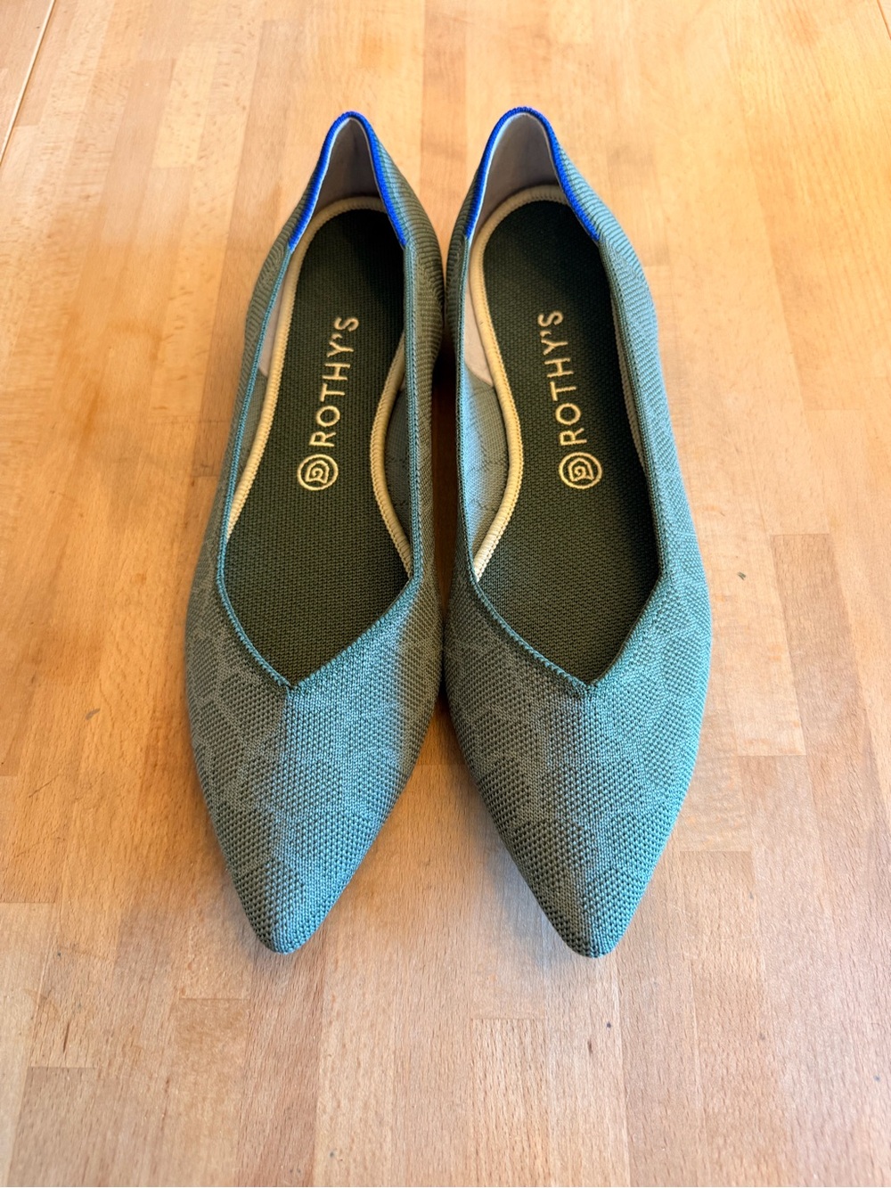 Rothy's “The Point” Knit Flats - “Safari Green”